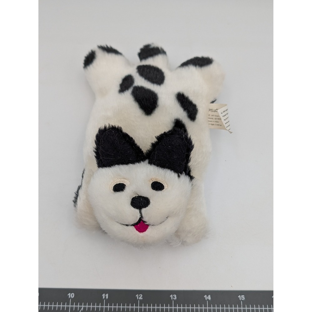 Pillow Buddies Babies Dog Plush White Black 6 Inch Spotted 1997‎ Crown Crafts